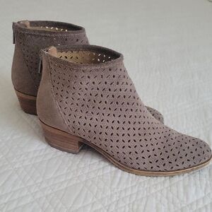 Lucky Brand Gray Perforated Ankle Boots